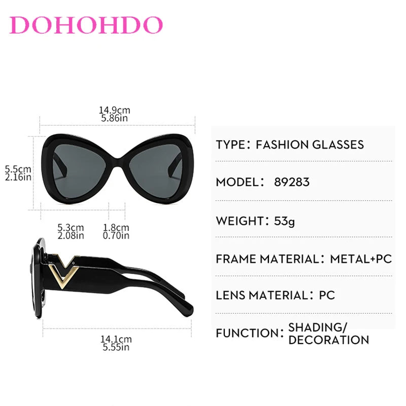 2025 New Fashion Big Frame Cat's Eye Butterfly Women Sunglasses Luxury Designer Men Sunglass Outdoor Travel Eyewear Female UV400