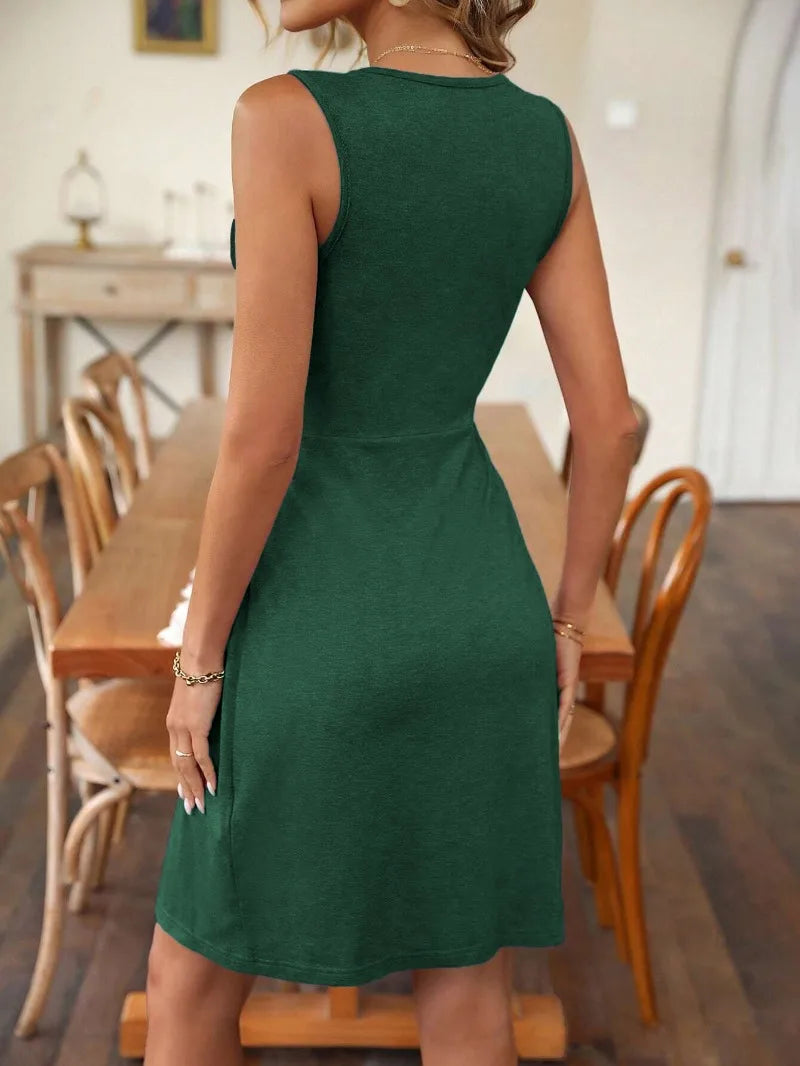 Elegant Party Women's Dresses 2024 Slimming Dress Summer Sexy Hottie Knitted Fabric Folds Fashionable Sleeveless Casual Clothing