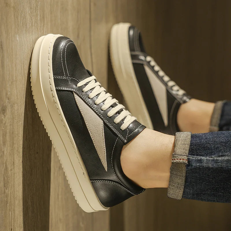 Shoes Leather Platform Sports Casual Shoes Black and White Retro Chalkboard Shoes Men's Boots Outdoor 2025 New Men's Shoes