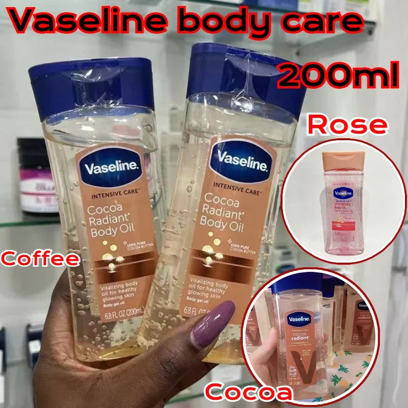 Vaseline Body Oil, Brightens Skin Tone, Improves Dry and Flaky Skin, Nourishes and Moisturizes Body Gel Oil, 200ml
