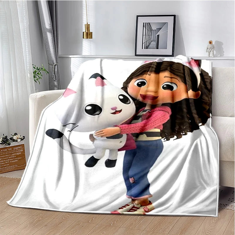 Cartoon Cute Gabbys Dollhouse Girl Soft Blankets,Keep Warm Throw Blanket Comfortable Blanket for Picnic Beds Sofa Home Bedroom