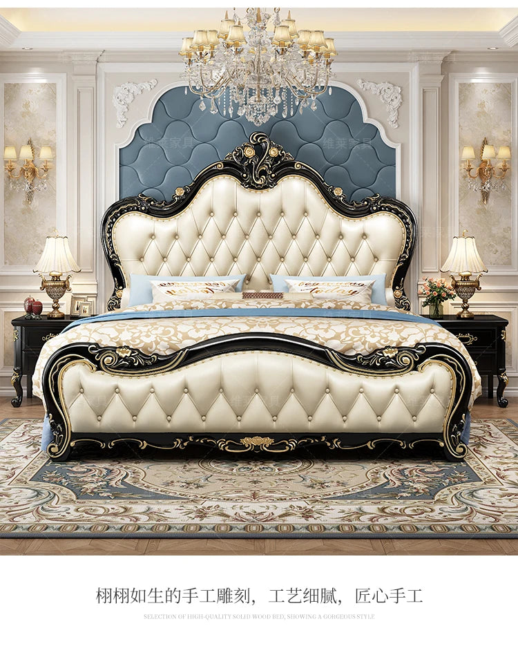 European Luxury Bed Bedroom Comfortable Ergonomic Double Sleeping Safe Bed Sun Princess Cama Solteiro Lounge Suite Furniture