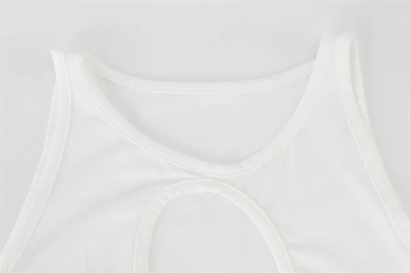 Party Dresses for Women New Fashion Temperament Sexy Club Streetwear Solid Color Hollow Out O-Neck Sleeveless Evening Dress