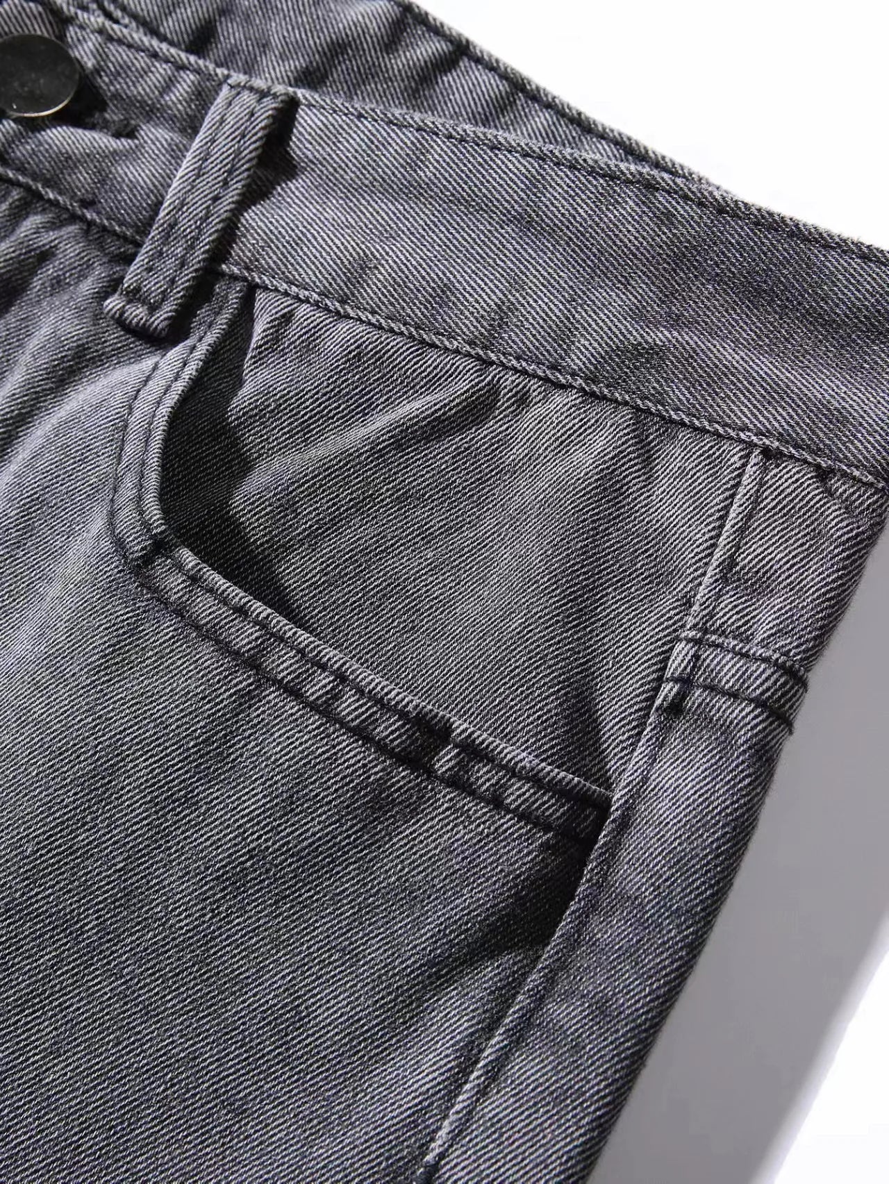 Men Comfortable Straight Casual Jeans Male Soft Baggy Outside Denim Pants Classic Elastic Waist Solid Office Work Denim Trousers