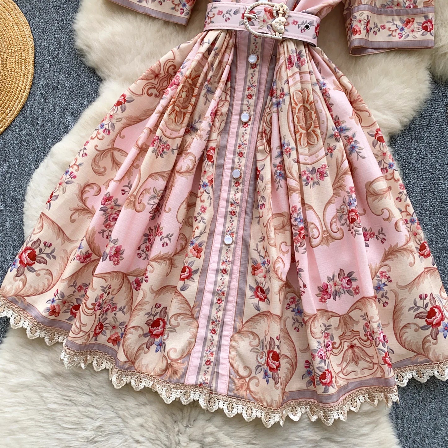 Women Dress Long Dresses A Line Vestidos Turn Down Collar Puff Sleeve Elegant Splice Y2k Streetwear Work Tight Waist 2025