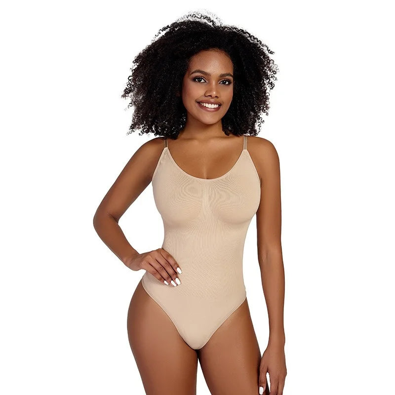 GUUDIA Spandex Bodysuit Thong String Shapewear Compression Body Shapers Cupless Wirefre Open Crotch Tummy Control Jumpsuit
