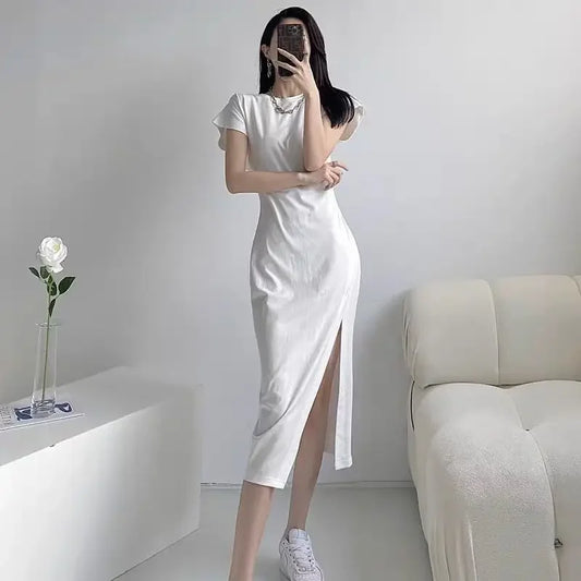 White Dresses for Women 2024 Woman Dress Clothes Midi X New in Chic and Elegant Pretty Cheap Casual Y2k Outfits Harajuku Cotton