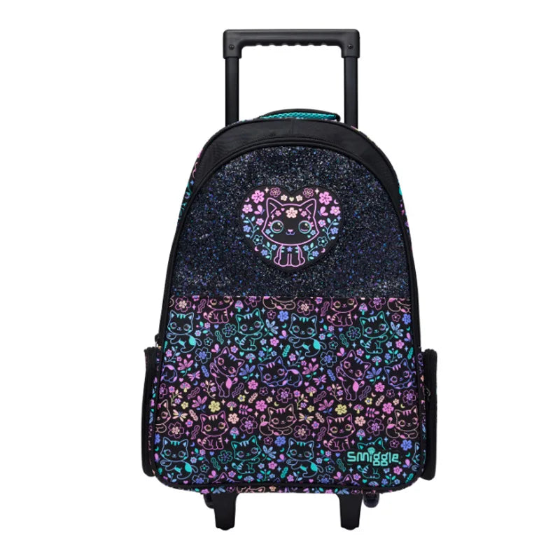 New Children'S Hot-Selling Schoolbag Female Cute High-Quality Black Cat Flower Pencil Case Lunch Bag Trolley Bag Back To School