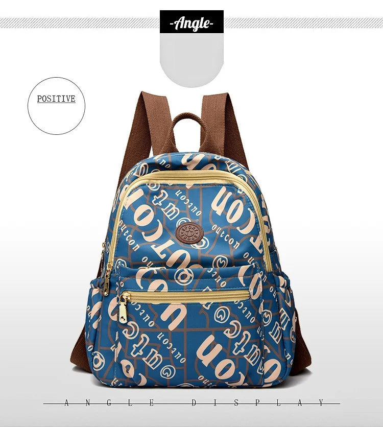 School Bag Women's Oxford Cloth Printed Casual Backpack Fashionable Large Capacity Lightweight Travel Versatile Backpack Backpac