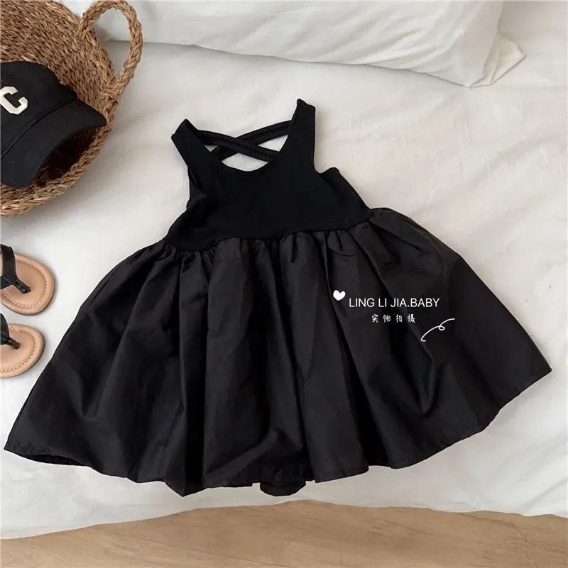 Girls Casual Dresses Back Hollowing Sleeveless Dress Toddler Girl Clothes Summer Dresses Chinese Traditional Dress for Girls
