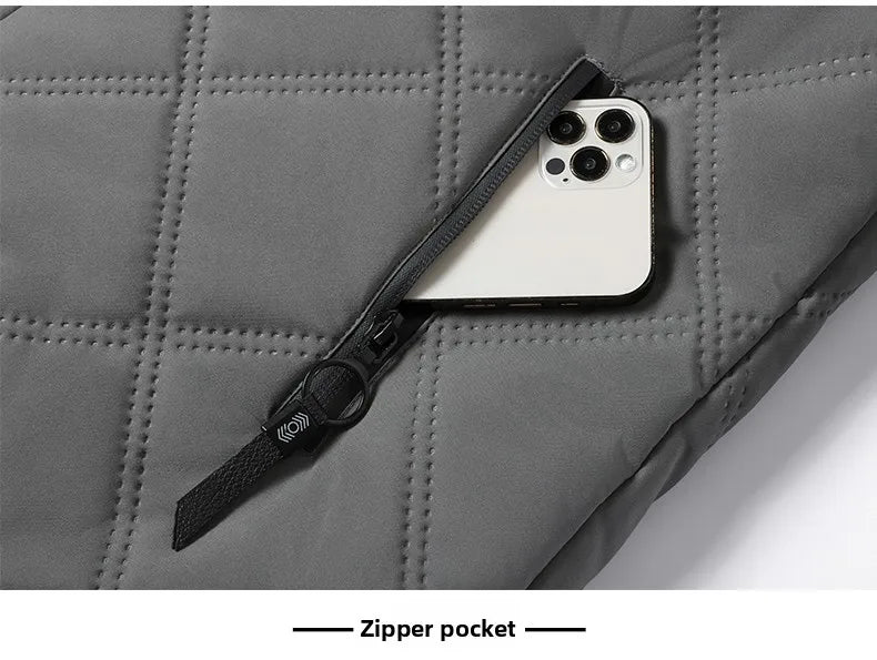 Men's hooded warm short jacket winter zipper pocket jacket outdoor sports and leisure work clothes windproof cotton jacket