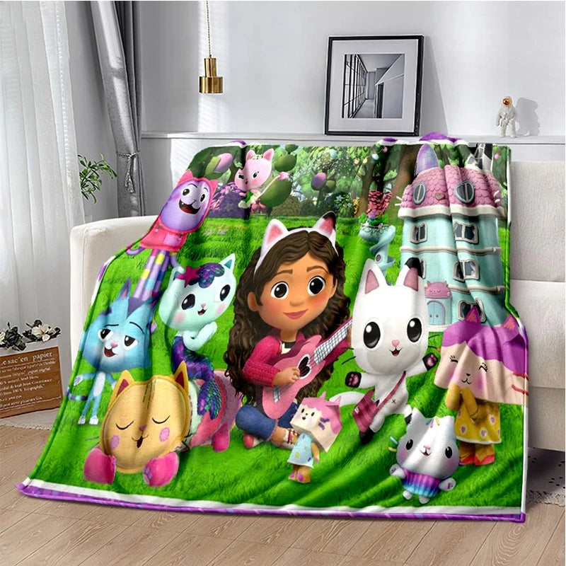 Cartoon Cute Gabbys Dollhouse Girl Soft Blankets,Keep Warm Throw Blanket Comfortable Blanket for Picnic Beds Sofa Home Bedroom