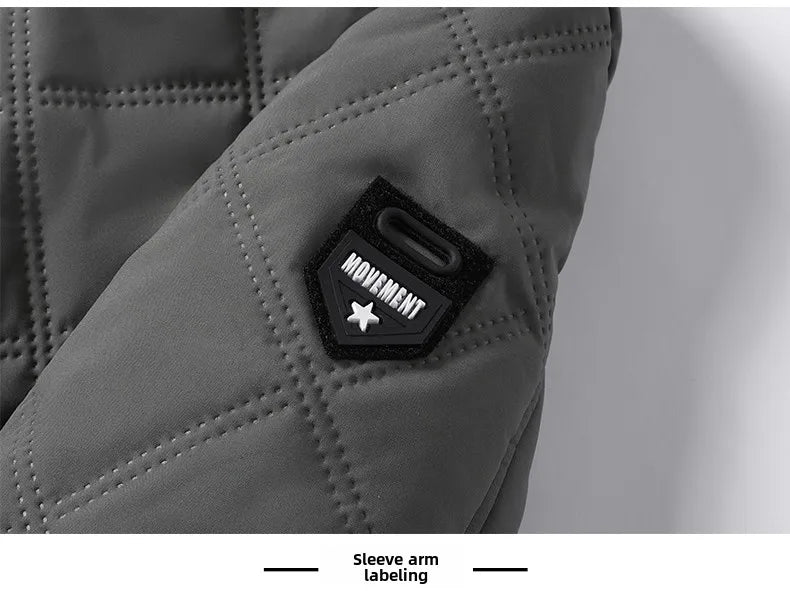 Men's hooded warm short jacket winter zipper pocket jacket outdoor sports and leisure work clothes windproof cotton jacket