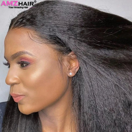 Kinky Straight 13x4 Lace Front Wigs Human Hair For Women Brazilian 4x4 Transparent Lace Closure Wigs Yaki Human Hair Wigs