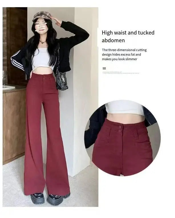 Jeans Women's 2025 New Fashionable Versatile Wide Leg Micro Pull up Pants