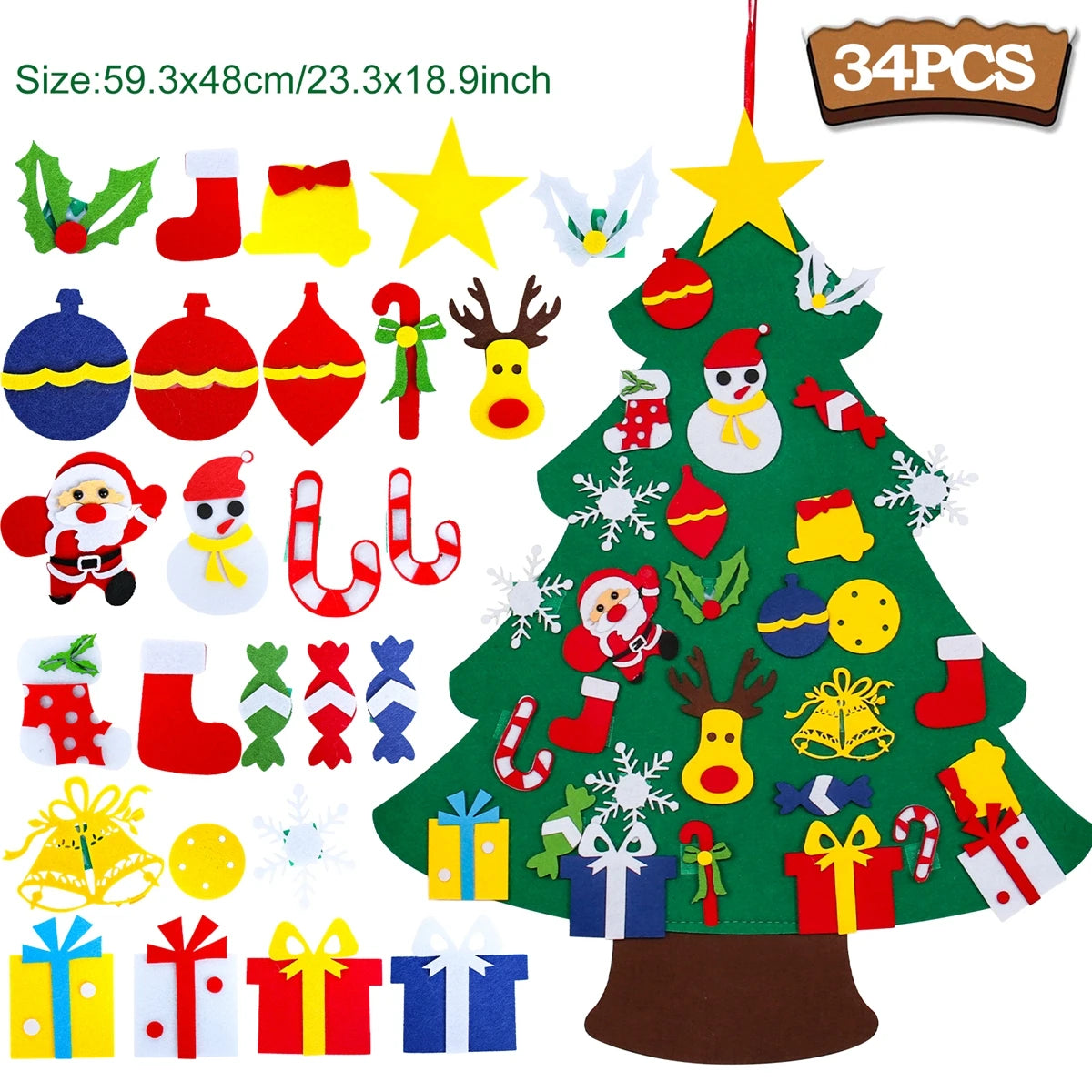 Kids DIY Felt Christmas Tree Merry Christmas Decorations For Home 2025 Christmas Ornaments Navidad 2026 New Year Gifts Xmas Tree