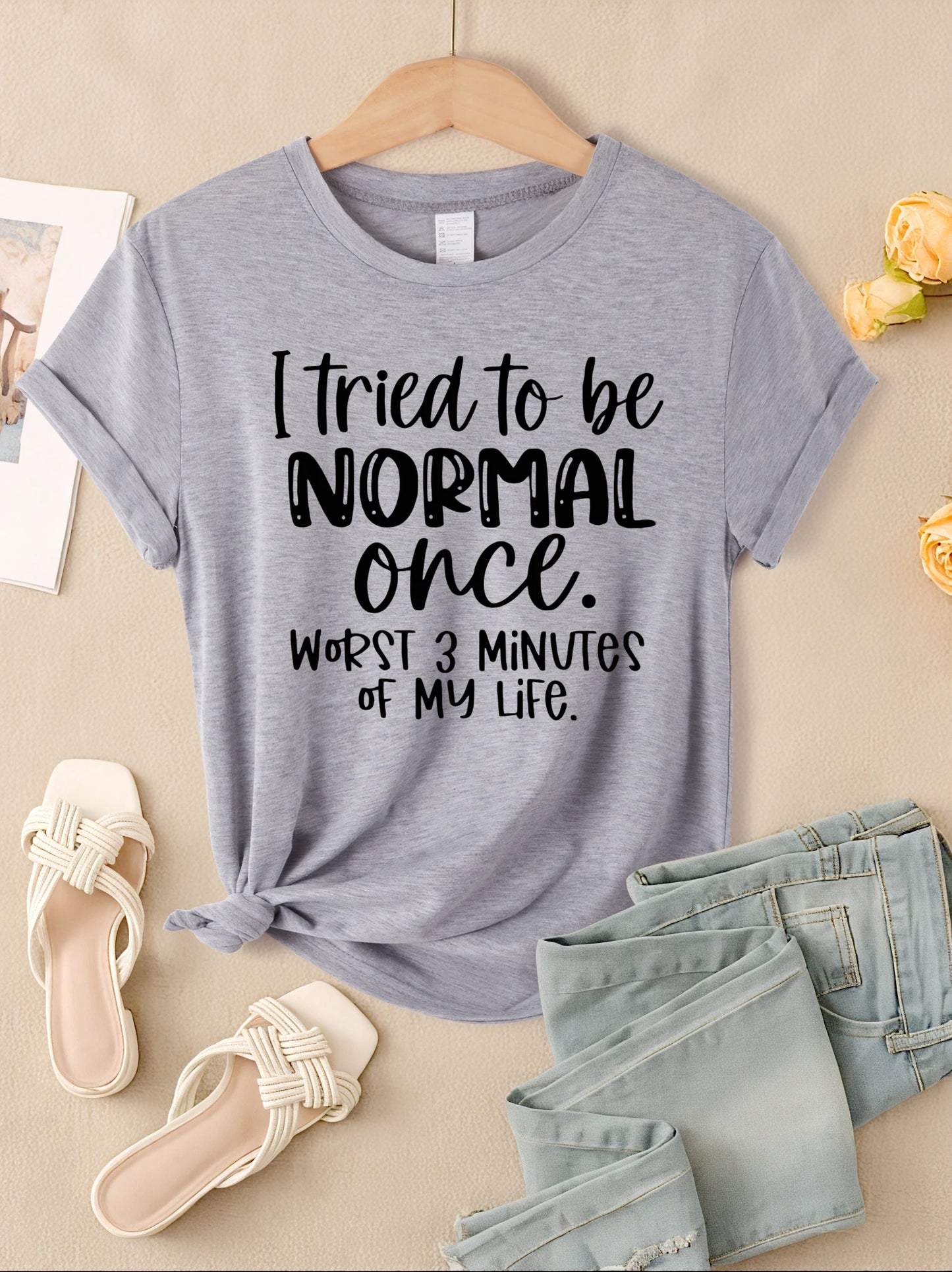 I Tried To Be Normal Once Print Women T-Shirts Multicolor Modal Short Sleeve Trendy Sports Clothes Casual Hip Hop Clothing