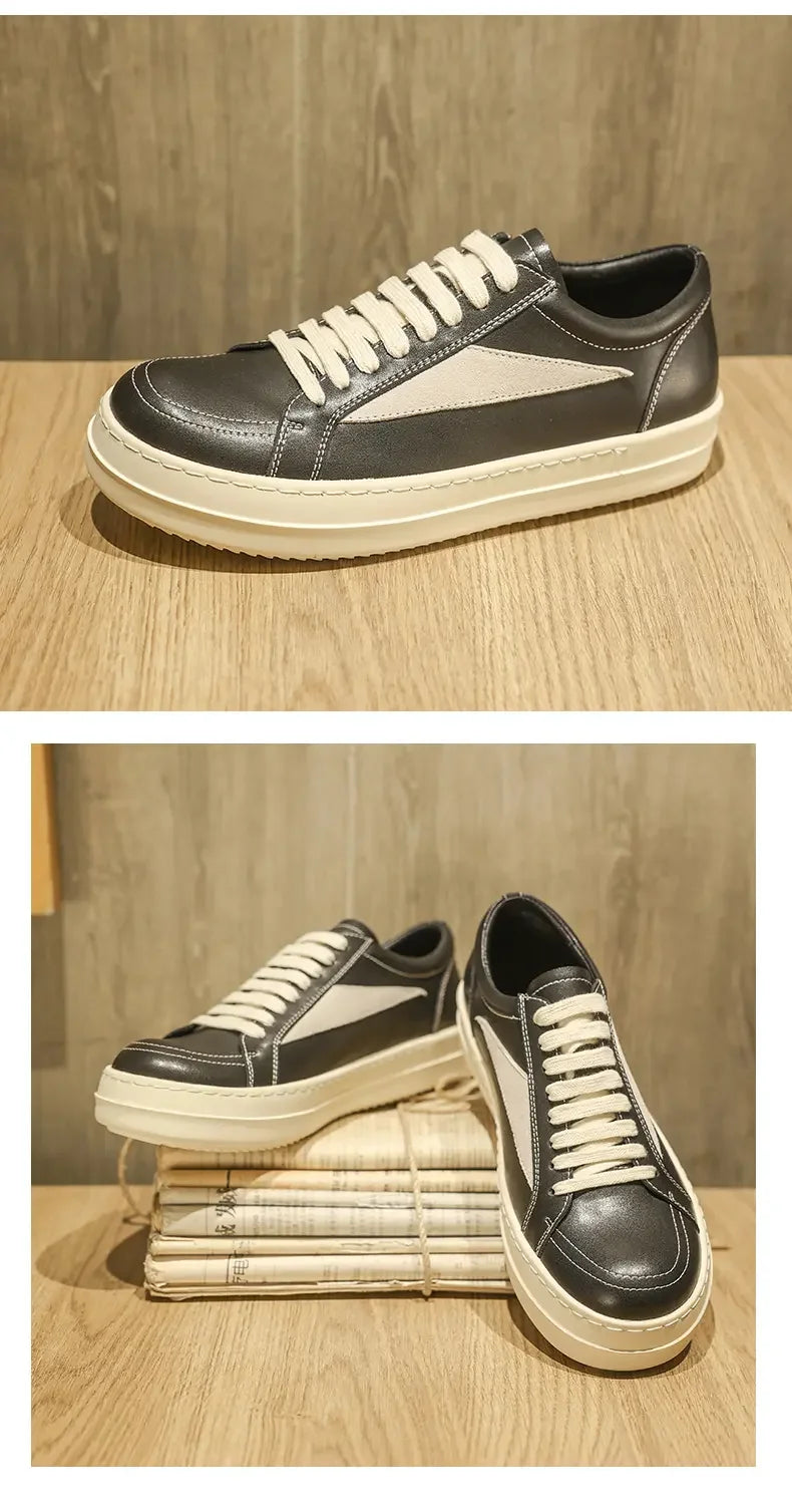 Shoes Leather Platform Sports Casual Shoes Black and White Retro Chalkboard Shoes Men's Boots Outdoor 2025 New Men's Shoes