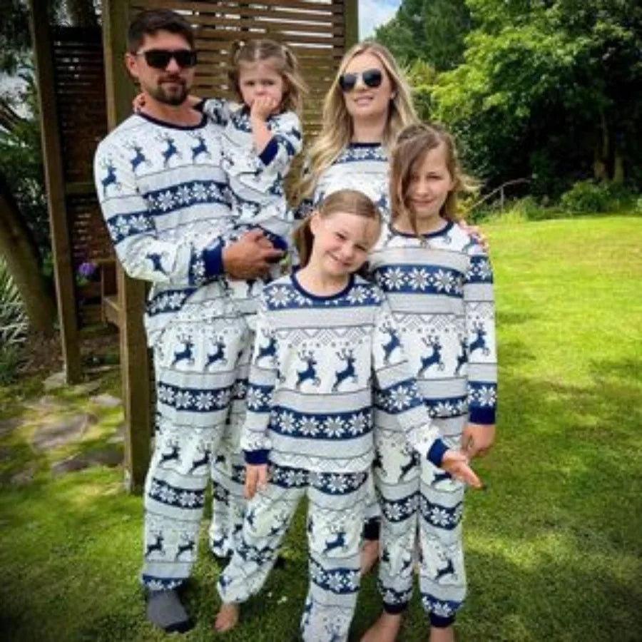 Cotton Mother Kids Family Matching Christmas Pajama Sets Letter Print Parent-child Brother Sister Look Sleepwear Couple Pyjamas