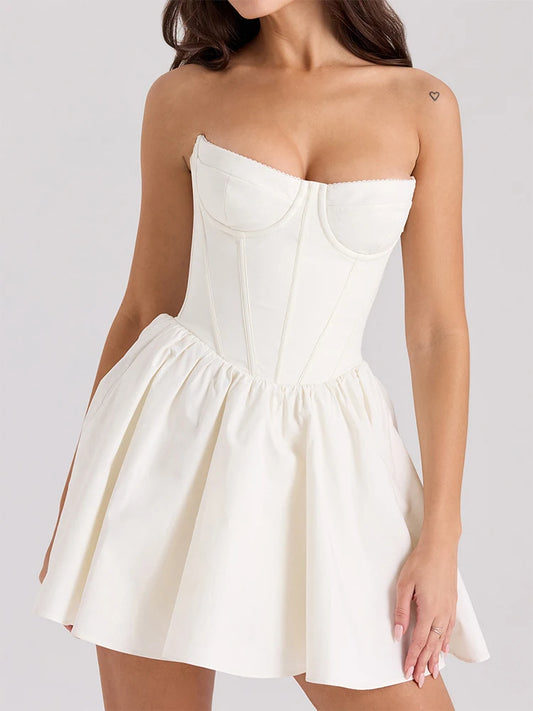 Sexy Women's Dresses New Summer Fashion Streetwear Casual Slim Dress Solid Sexy Elegant Lady Backless Strapless Dresses Clothing