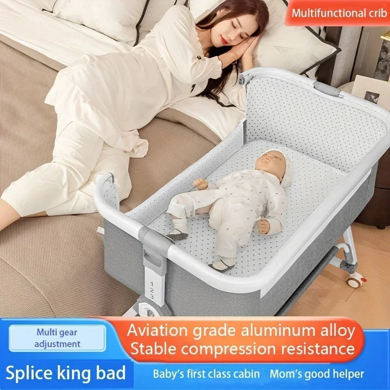 Folding Bed Children Multi Functional Baby Crib Foldable Height Adjustment Splicing Cama Plegables Para Children's Furniture