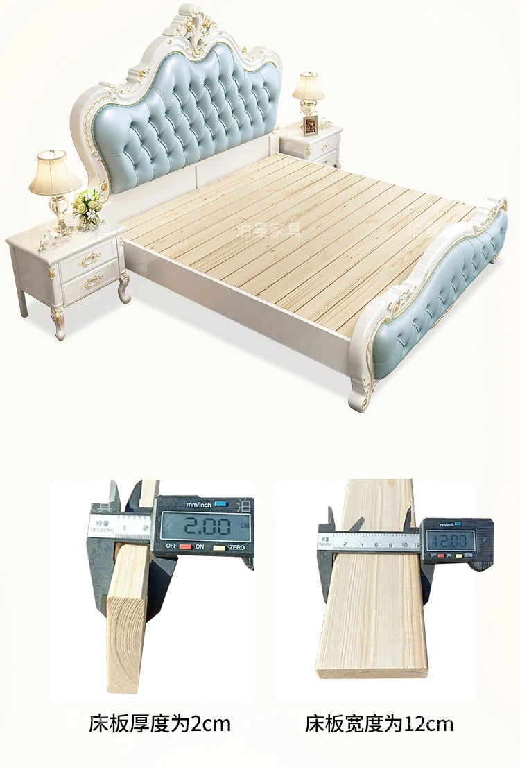 Luxury Couple Bed European Aesthetic Leather Queen Size Princess Bed Storage Space Cama De Casal Luxuosa Modern Furniture