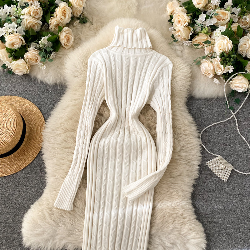 Seoulish Autumn Winter Twist Women's Wrap Knitted Dresses Long Sleeve Sheath Knitwear Office Bodycon Dress Female 2025 New