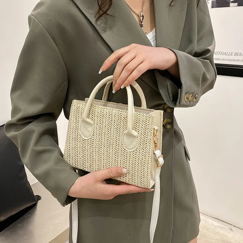 Summer Net Red Grass Woven Bag Crossbody Bag New Fashion Japanese Small Fresh Flower Woven Handbag Shoulder Bag