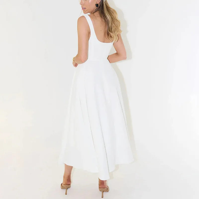 Women's Dresses New Simple Sexy Solid Color Straps Dress Ladies Temperament Multicolor Slim Midi Dresses Party Gowns 2025