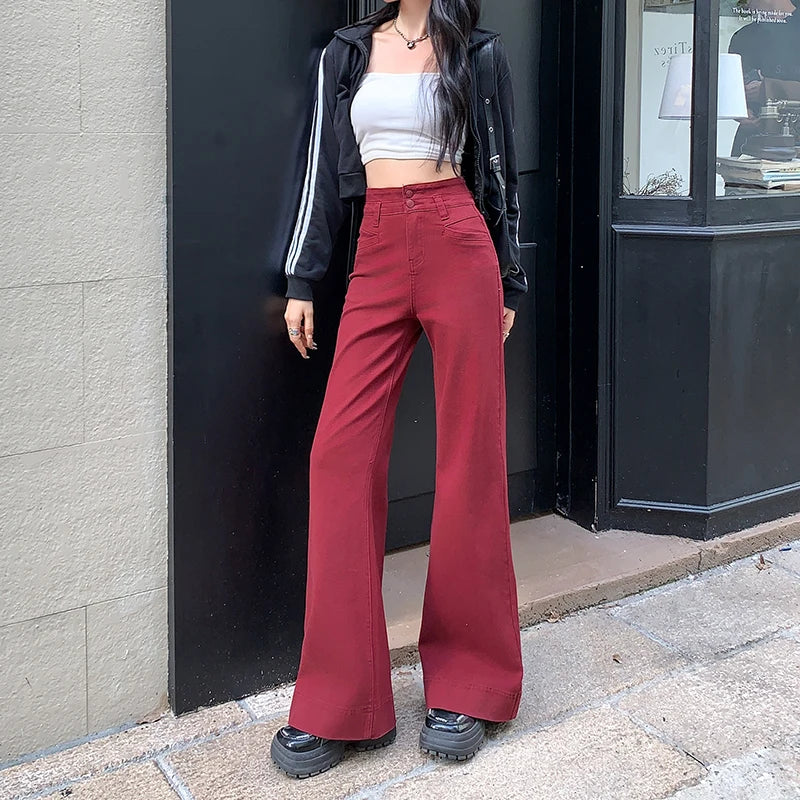 Jeans Women's 2025 New Fashionable Versatile Wide Leg Micro Pull up Pants