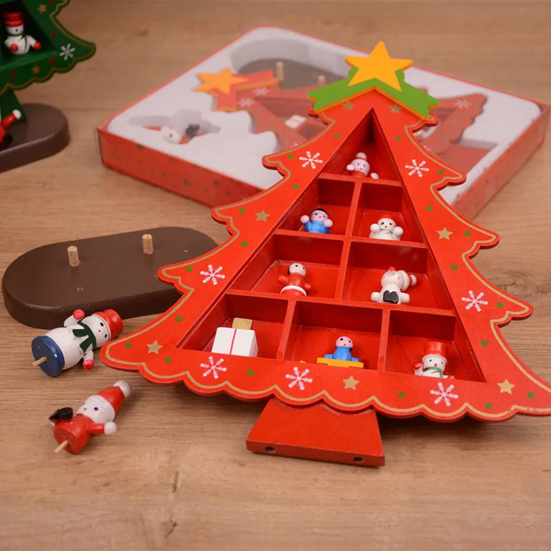 Christmas Decorations Wooden Christmas Tree Creative Scene Layout Ornaments Three-dimensional Red Xmas Table Desktop Decoration