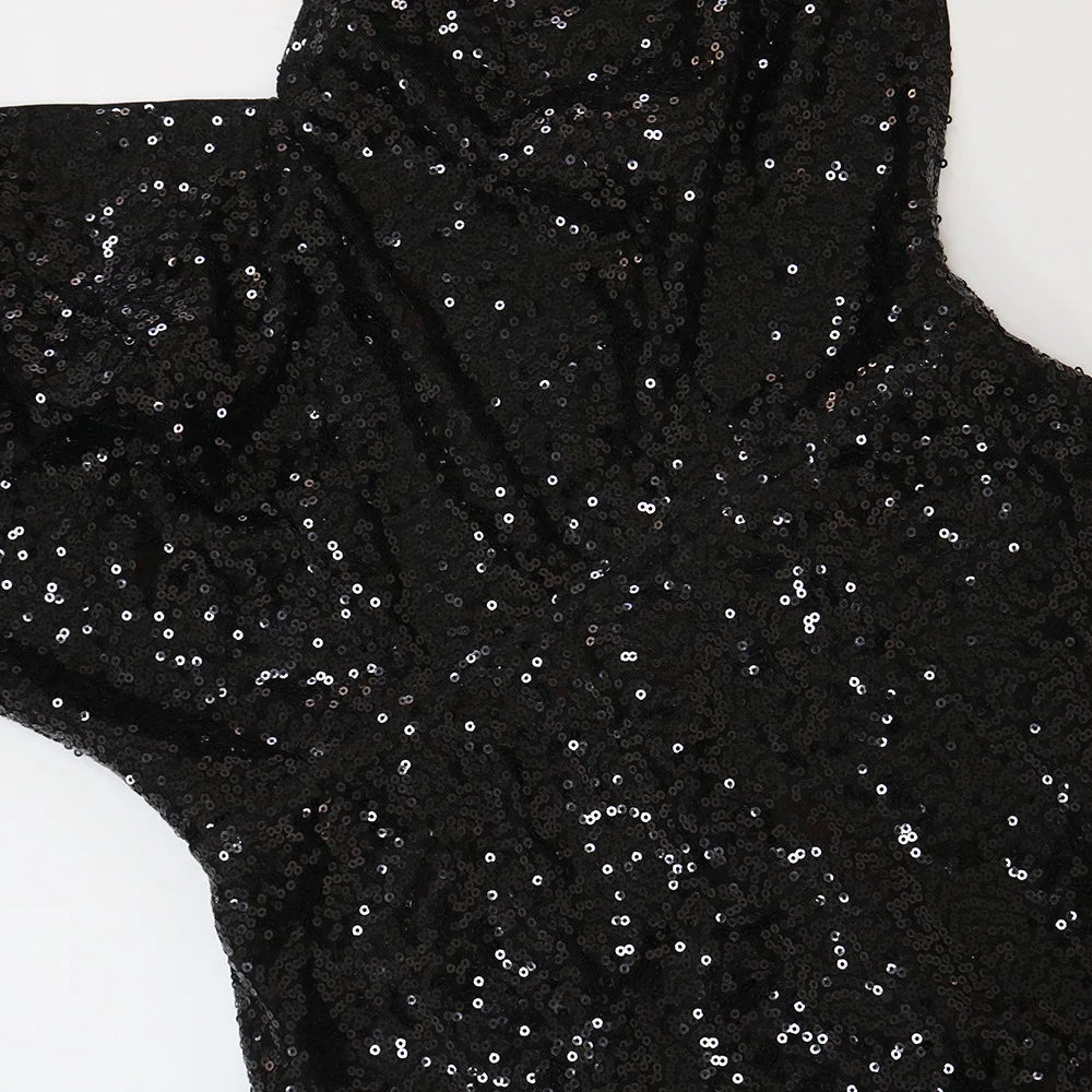 Dress Floor Length Dresses Women Party Gown Sequin Feather Hip Wrap Sexy Slim Fit Vestidos Sleeveless V Neck Backless Evening