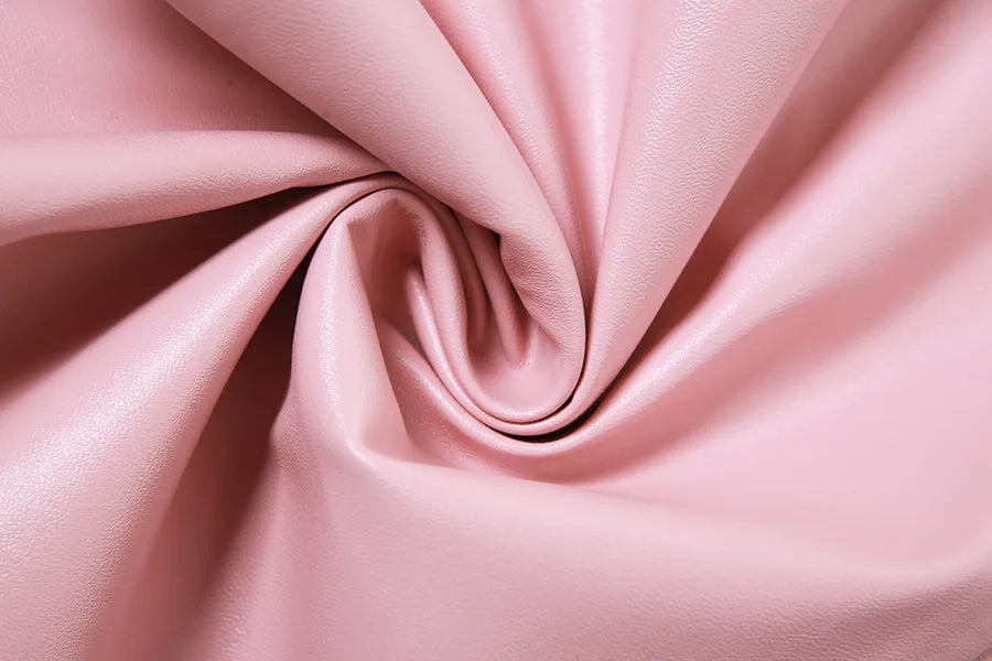 Pink Cargo Pants for Women 2025 Spring Straight Leg Solid Multi-Pocket Design High Waist Pu Leather Loose Baggy Pants Streetwear