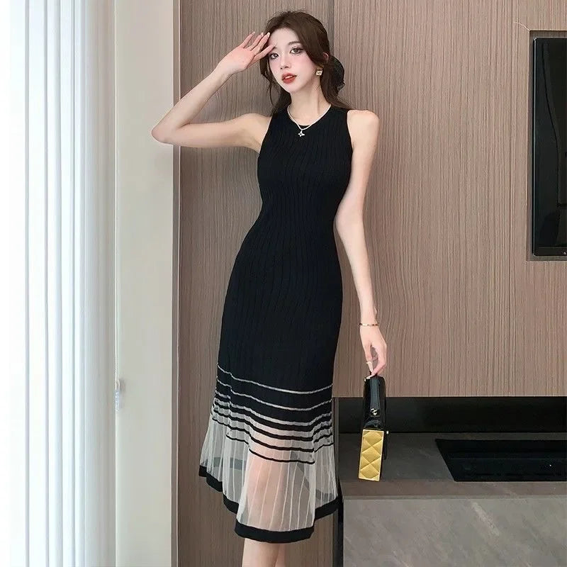 Dresses for Women Black SMidi Woman Dress Party Evening Night Club Prom Casual Youth G Fashion Summer 2024 Retro Sensual Sexy X