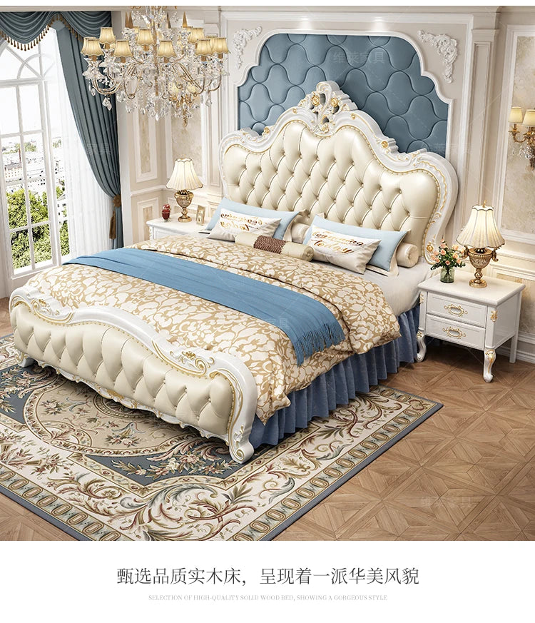 European Luxury Bed Bedroom Comfortable Ergonomic Double Sleeping Safe Bed Sun Princess Cama Solteiro Lounge Suite Furniture