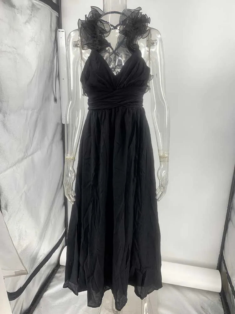 Sleeveless Dresses for Women Elegant Straps Pleated Dress Backless Summer Cotton Linen Dresses High Waist Wholesale Dropshipping