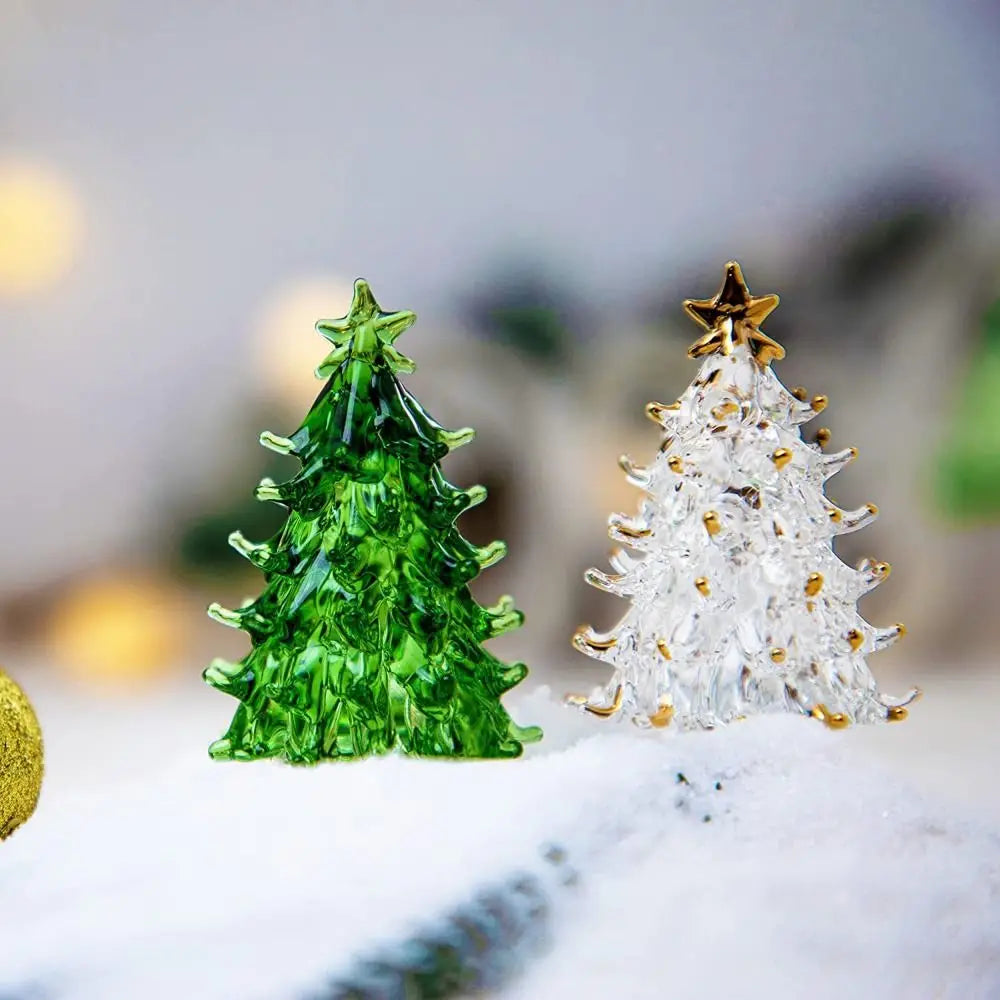 Beautiful 3D Crystal Tree Figurine Cute Handmade Christmas Tree Miniature Exquisite Tree Statue Garden