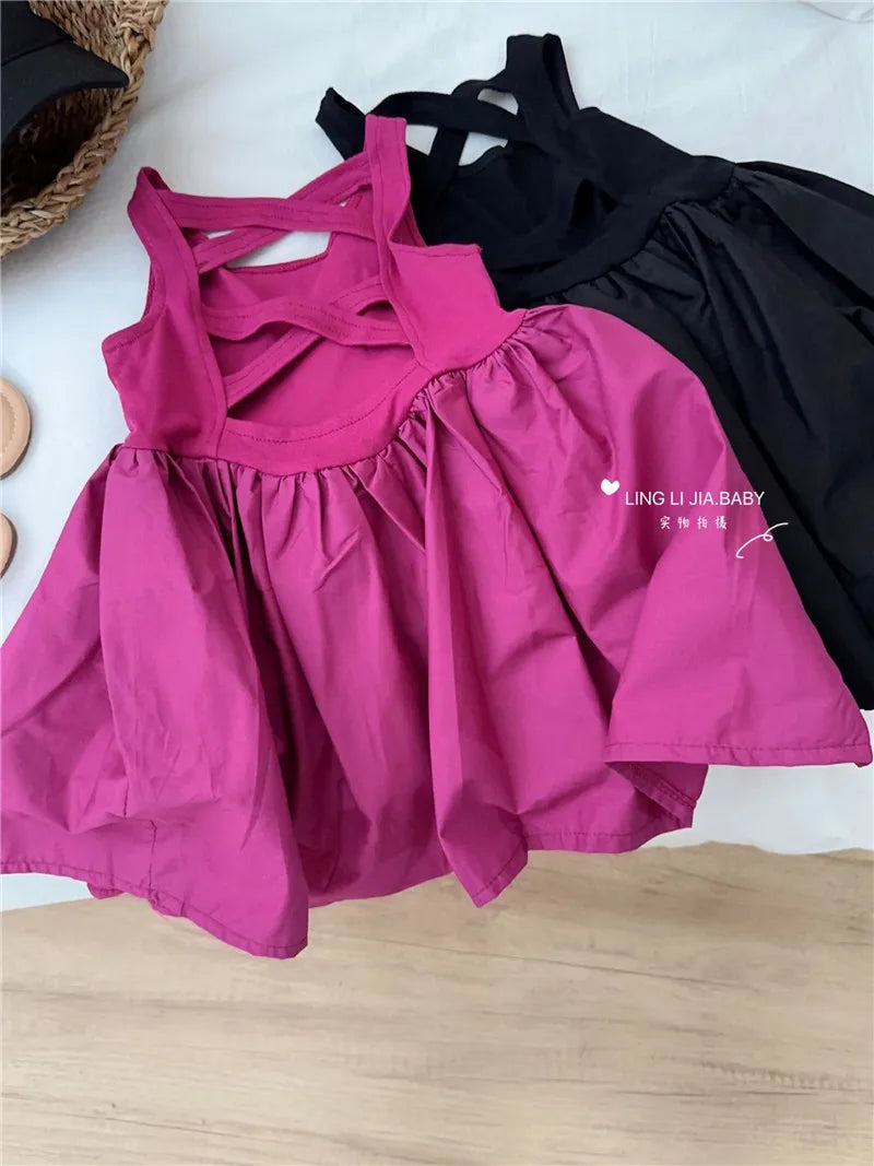 Girls Casual Dresses Back Hollowing Sleeveless Dress Toddler Girl Clothes Summer Dresses Chinese Traditional Dress for Girls