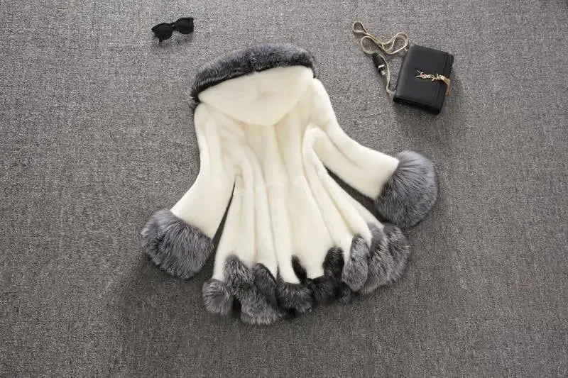 Hooded Loose Faux Fur Jacket Women Thick Autumn Winter Korean Maxi Coat Long Warm Luxury Fur Parkas Bontjas Furry Outerwear