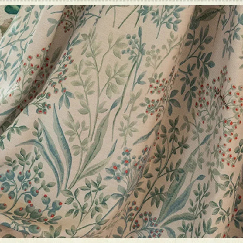 Curtains for Living Dining Room Bedroom American Pastoral Retro Floral Print Cotton and Linen Blackout Light Luxury