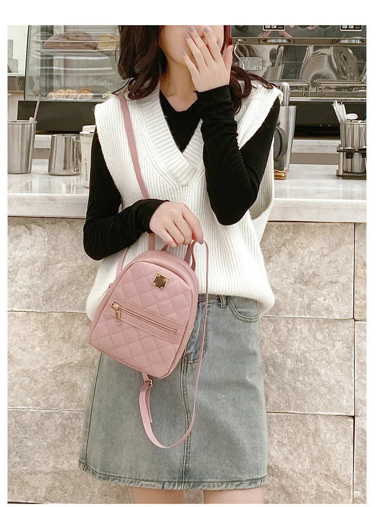 2024 new k-style quilted embroidered small school bag girls small backpack behalf of western style ladies backpack