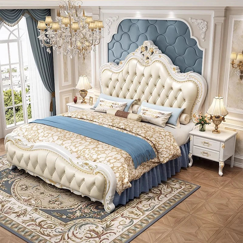 European Luxury Bed Bedroom Comfortable Ergonomic Double Sleeping Safe Bed Sun Princess Cama Solteiro Lounge Suite Furniture