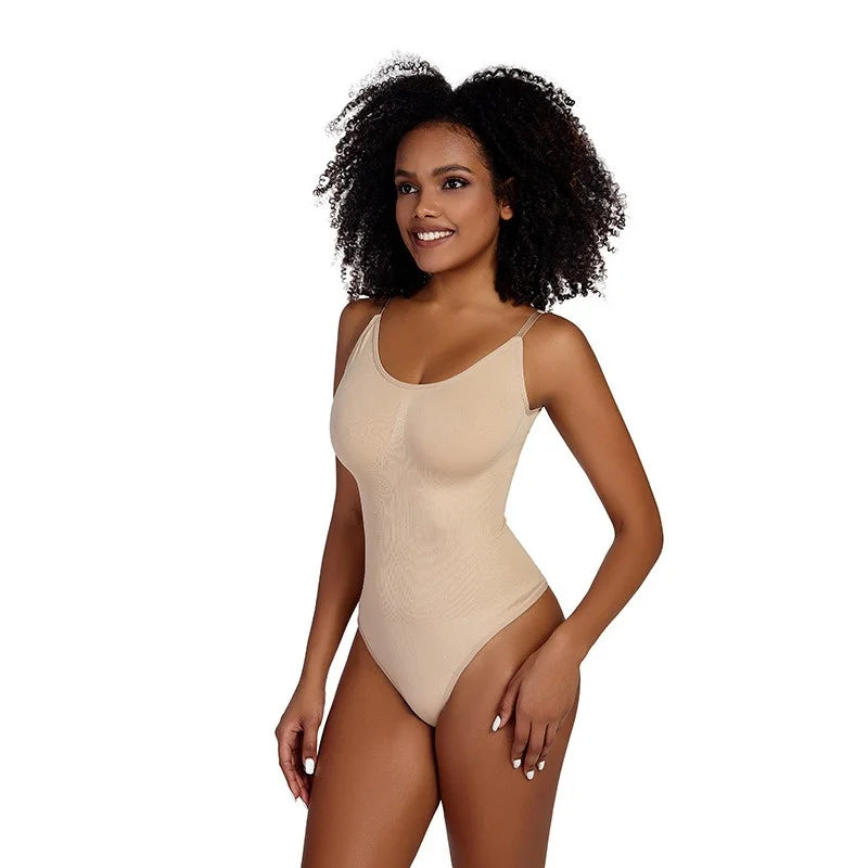 GUUDIA Spandex Bodysuit Thong String Shapewear Compression Body Shapers Cupless Wirefre Open Crotch Tummy Control Jumpsuit