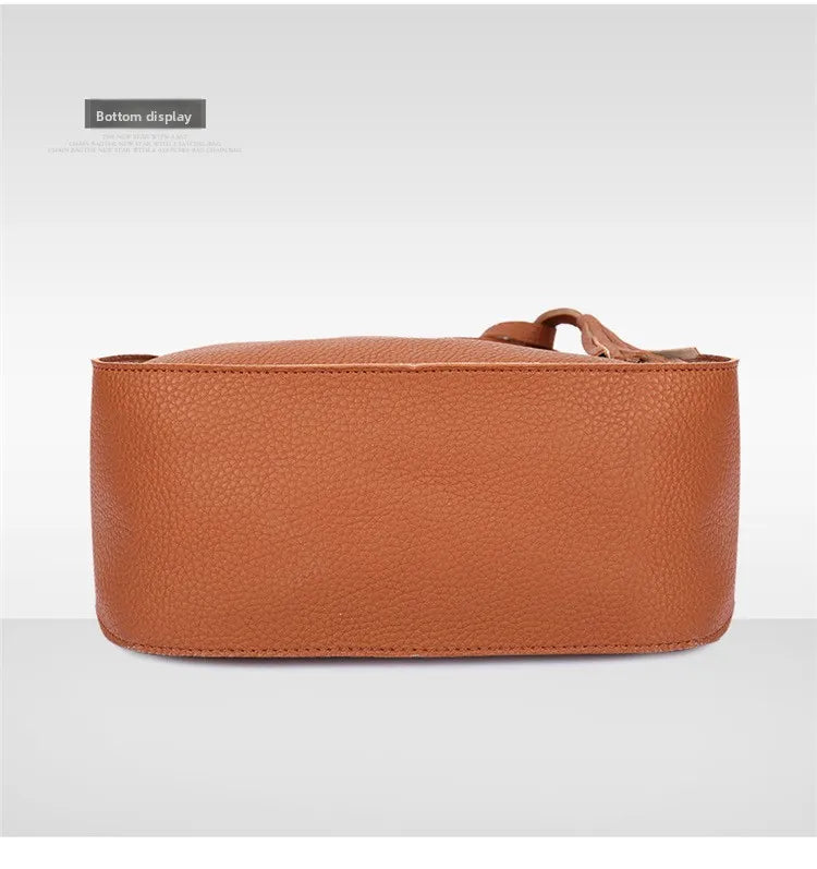 4pcs/set Tassel Bucket Women's Handbag Stylish Crossbody Bag Clutch and Wallet, Solid Color PU Shoulder Bags for Women Daily Use