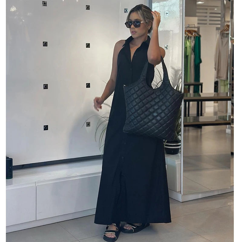 Dresses Summer Women's 2025 New Neck-Hanging Elegant Long Holiday Dress Women Street Chic Youth Loose Fashion Dress