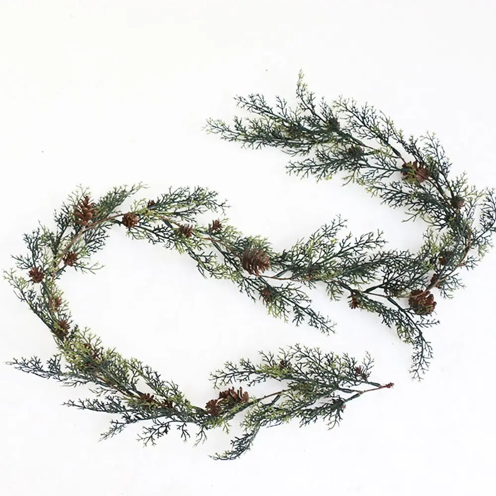 Gift Xmas Tree Ornament Leaves Branches Artificial Red Berries Christmas Decorative Garland Pine Cones Vine Hanging Wreath