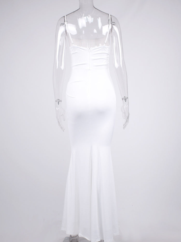 Elegant Dresses for Women Almond Corset Maxi Dress Draped Evening Night Party Dresses Bodycon Sexy Backless Dress with Fishbone