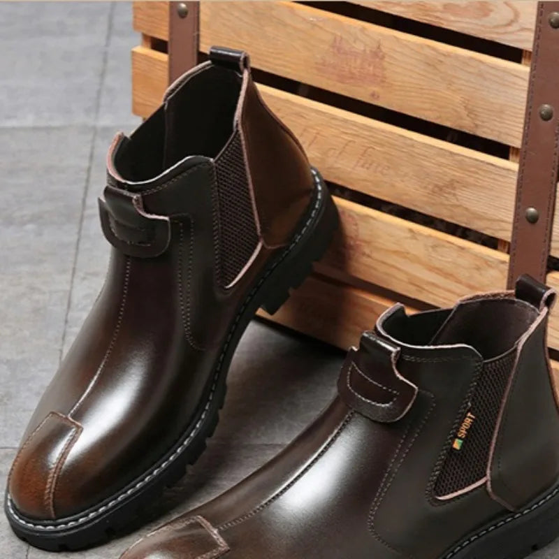 Men's Boots British Business Short Boot Retro Ankle Booties Fashion Casual High Top Boots for Men Leather Boot Oxford Work Boot