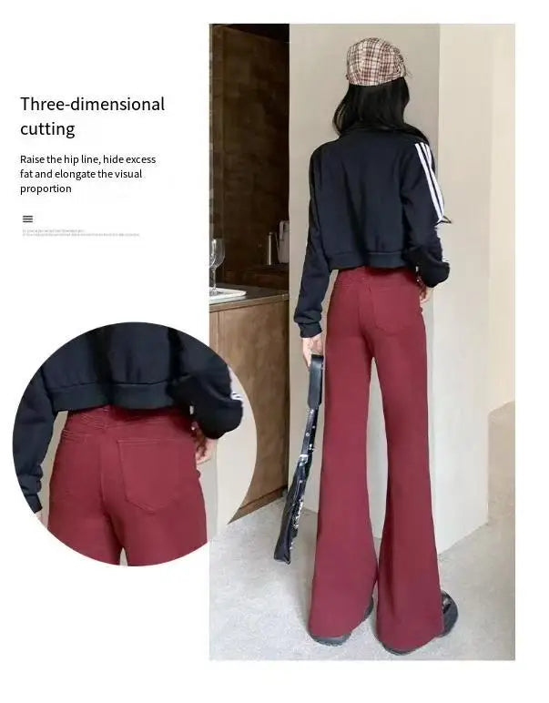 Jeans Women's 2025 New Fashionable Versatile Wide Leg Micro Pull up Pants