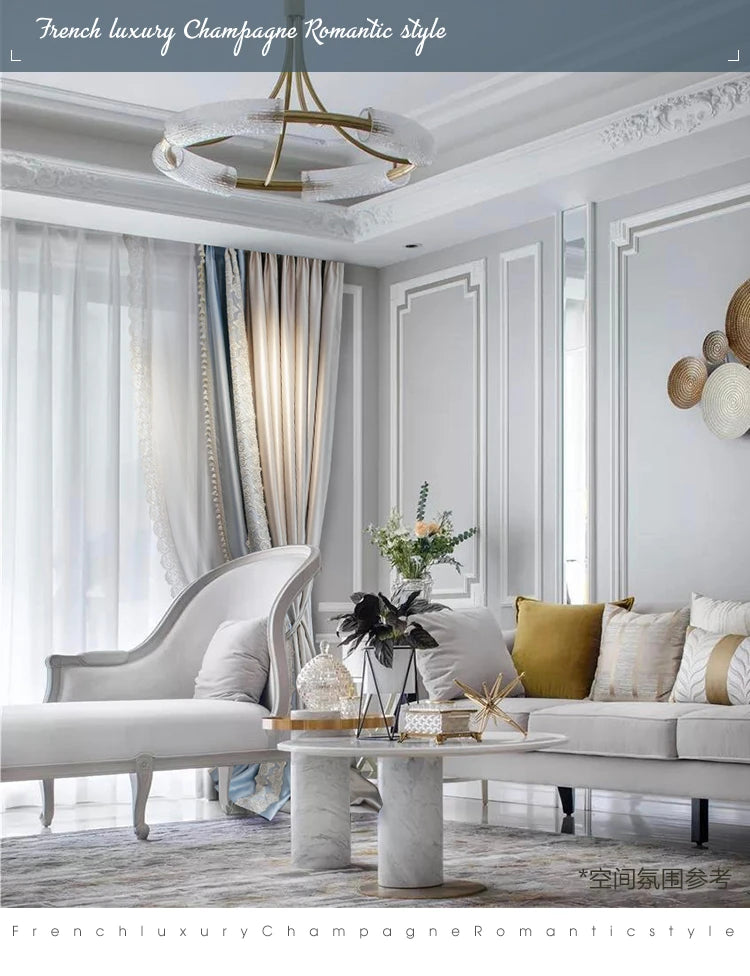 French Curtains for Living room window windbreak Light Luxury High-end Shiny Fabric Pattern High-precision Lace Curtains Window